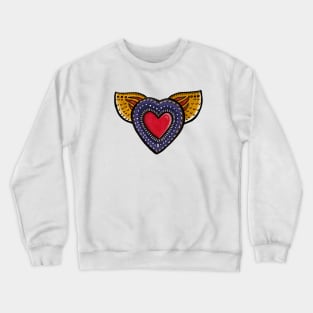 Sacred Heart with wings - Mexican Milagro style doodle Crewneck Sweatshirt